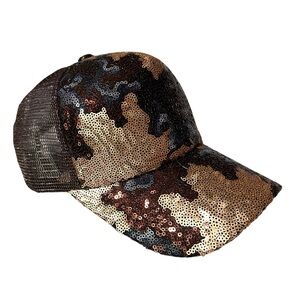 Beautiful Sequin Leaf Design Glam Baseball Cap, Adjustable size